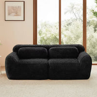 Komprimiertes modulares 2-Sitzer-Sofa 204cm Plüschstoff Schwarz